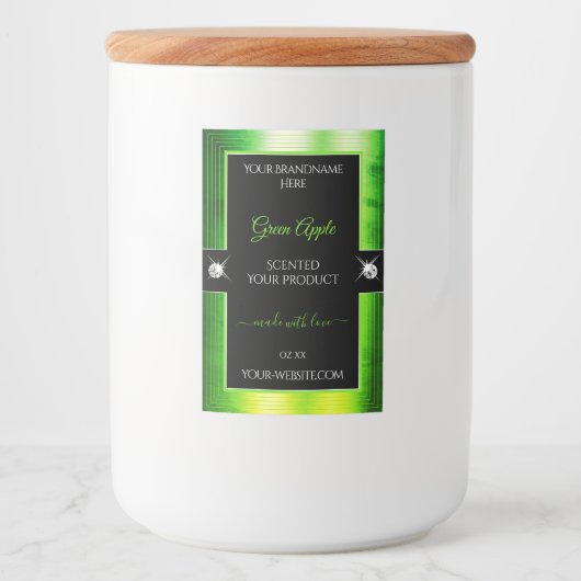 Noble Black Marbled Green Brilliants Productlabel Voedselcontainer Etiket (Voorkant)