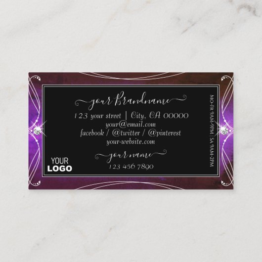 Noble Black Paarse  Sparkle Jewelen met Logo Visitekaartje (Achterkant)