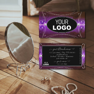 Noble Black Paarse  Sparkle Jewelen met Logo Visitekaartje