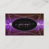 Noble Black Paarse Sparkle Jewels Monogram Visitekaartje (Voorkant)