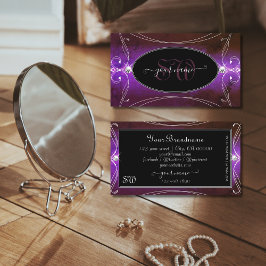 Noble Black Paarse  Sparkle Jewels Monogram Visitekaartje