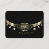 Noble Black Platinum Zilver met Monogram Diamanten Visitekaartje (Voorkant)