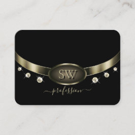 Noble Black Platinum Zilver met Monogram Diamanten Visitekaartje