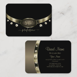 Noble Black Platinum Zilver met Monogram Diamanten Visitekaartje