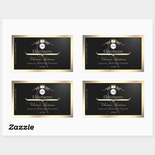 Noble Black Product Label Gold Frame Logo Monogram (Vel)