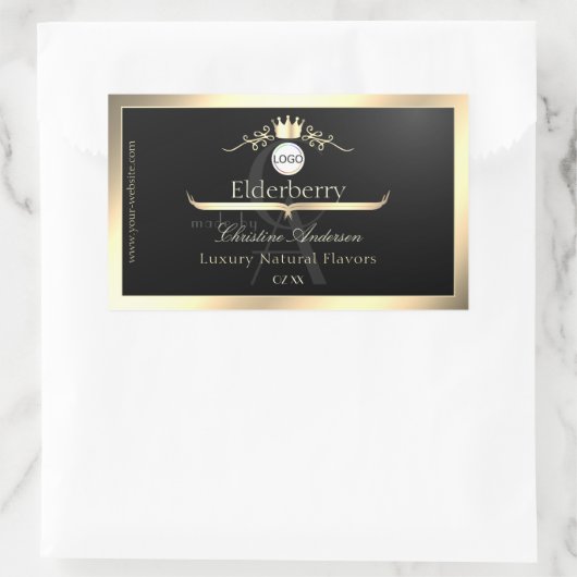 Noble Black Product Label Gold Frame Logo Monogram (Tas)