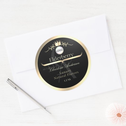 Noble Black Product Label Gold Frame Logo Monogram (Envelop)