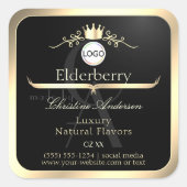 Noble Black Product Label Gold Frame Logo Monogram (Voorkant)