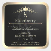 Noble Black Product Label with Gold Frame Monogram (Voorkant)