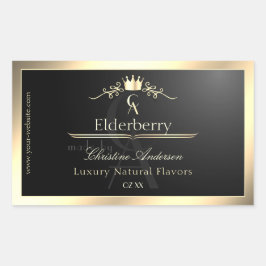 Noble Black Product Label with Gold Frame Monogram