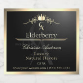 Noble Black Product Label with Gold Frame Monogram Likeurfles Etiket (Enkel label)
