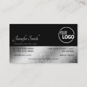 Noble Black Red Silver Glittery Stars en Logo Visitekaartje (Achterkant)