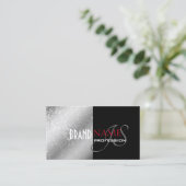 Noble Black Red Silver Glittery Sterren en Initial Visitekaartje (Staand voorkant)