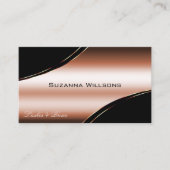 Noble Black Roos Gold Curved Decor Lines Shimmery Visitekaartje (Voorkant)