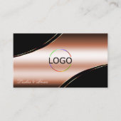 Noble Black Roos Gold Curved Lines Logo en foto Visitekaartje (Voorkant)