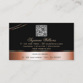 Noble Black Roos Gold Curved Lines Monogram QRCode Visitekaartje (Achterkant)