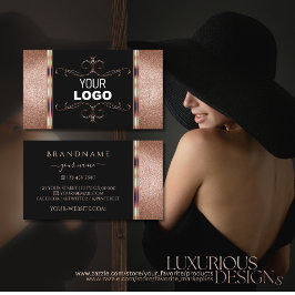 Noble Black Roos Gold Glitter Ornamental met Logo Visitekaartje