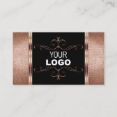 Noble Black Roos Gold Glitter Ornamental met Logo Visitekaartje (Voorkant)
