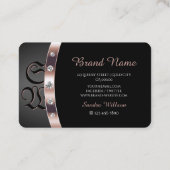 Noble Black Roos Gold Shiny Diamonds met Initialen Visitekaartje (Achterkant)