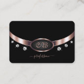 Noble Black Roos Gold Shiny Diamonds met Initialen Visitekaartje (Voorkant)