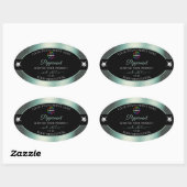 Noble Black Shiny Icy Blauwgroen met Logo Product  Ovale Sticker (Vel)
