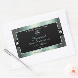 Noble Black Shiny Icy Blauwgroen met Logo Product Rechthoekige Sticker