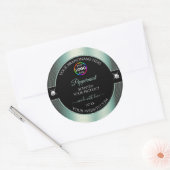 Noble Black Shiny Icy Blauwgroen met Logo Product  Ronde Sticker (Envelop)