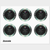 Noble Black Shiny Icy Blauwgroen met Logo Product  Ronde Sticker (Vel)