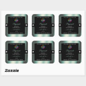 Noble Black Shiny Icy Blauwgroen met Logo Product  Vierkante Sticker (Vel)