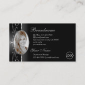 Noble Black White Squiggins Jewels Logo en foto Visitekaartje (Achterkant)