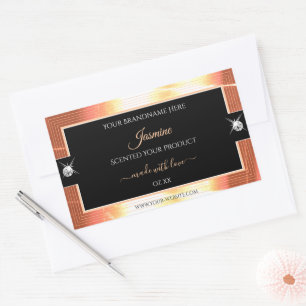 Noble Black Zalm Crème Briljanten Productlabel Rechthoekige Sticker