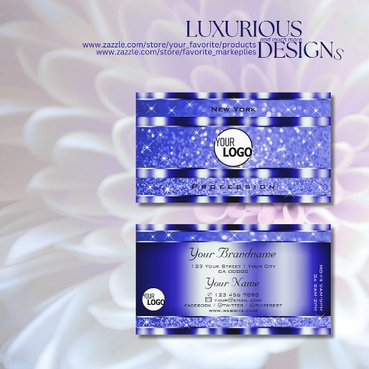 Noble Blue Lichtgevende Glitter Sparkle Sterren en Visitekaartje