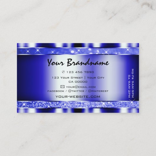 Noble Blue Lichtgevende Glitter Sparkle Sterren Kw Visitekaartje (Achterkant)