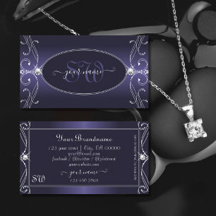 Noble Blue Ombre Sparkle Diamonds Initialen Visitekaartje