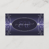 Noble Blue Ombre  Sparkle Diamonds Initialen Visitekaartje (Voorkant)