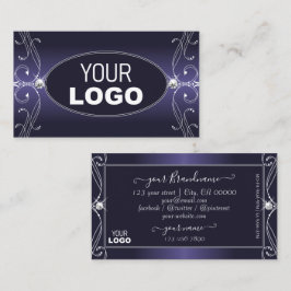 Noble Blue Ombre  Sparkle Diamonds met Logo Visitekaartje