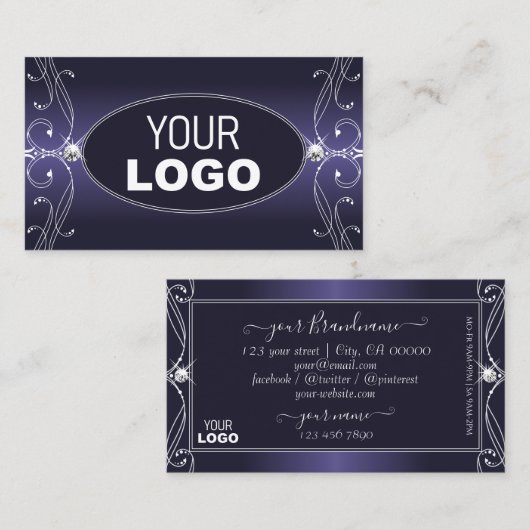 Noble Blue Ombre  Sparkle Diamonds met Logo Visitekaartje (Voorkant / Achterkant)