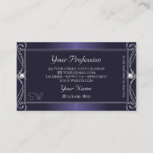 Noble Blue Ombre  Sparkle Diamonds Monogram Visitekaartje (Achterkant)