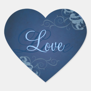 Noble Blue Scroll Hart Blauw Liefde Sticker