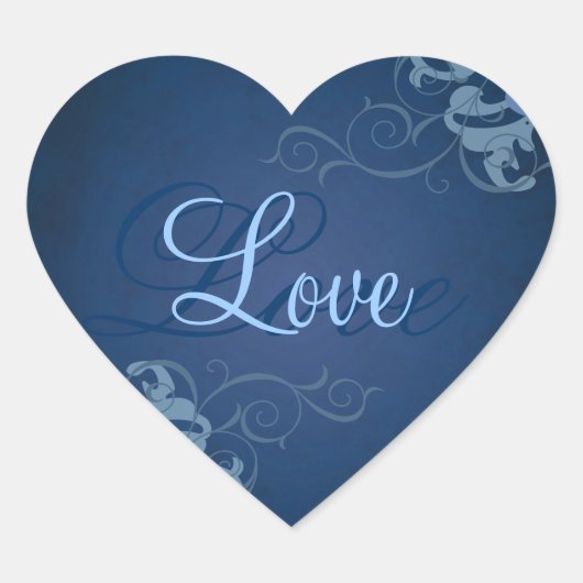 Noble Blue Scroll Hart Blauw Liefde Sticker (Voorkant)
