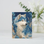 Noble Blue Wolf in Golden Grass Garden Briefkaart (Staand voorkant)