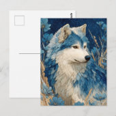 Noble Blue Wolf in Golden Grass Garden Briefkaart (Voorkant / Achterkant)