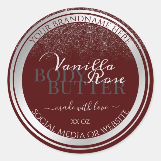 Noble Bourgogne en Zilver Product Verpakkingsetike Ronde Sticker (Voorkant)