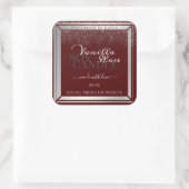 Noble Bourgogne en Zilver Product Verpakkingsetike Vierkante Sticker (Tas)