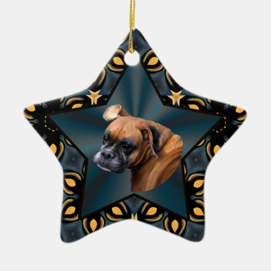 Noble Boxer Dog Star-Ornament Keramisch Ornament (Voorkant)