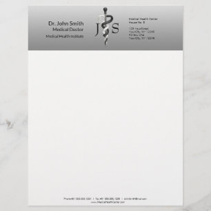 Noble Classy Medical Elegant Black White Asclepius Briefhoofd