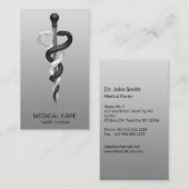 Noble Classy Medical Elegant Black White Asclepius Visitekaartje (Voorkant / Achterkant)