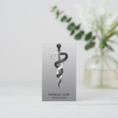 Noble Classy Medical Elegant Black White Asclepius Visitekaartje (Staand voorkant)