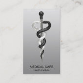 Noble Classy Medical Elegant Black White Asclepius Visitekaartje (Voorkant)