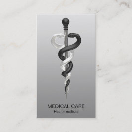 Noble Classy Medical Elegant Black White Asclepius Visitekaartje